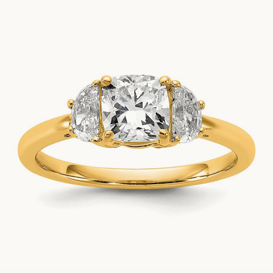 Cushion & Half Moon Engagement Ring, 1.25-4.00 ct tw Lab-Grown Diamond — 1 3/8 ct, 14K Yellow Gold