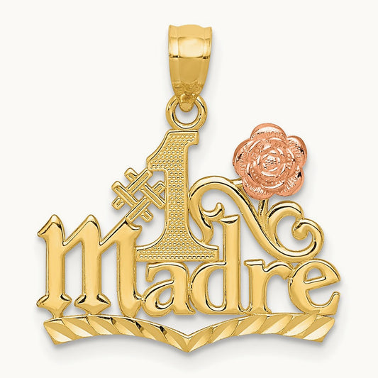 #1 MADRE Pendant, 14K Yellow with Rose Gold