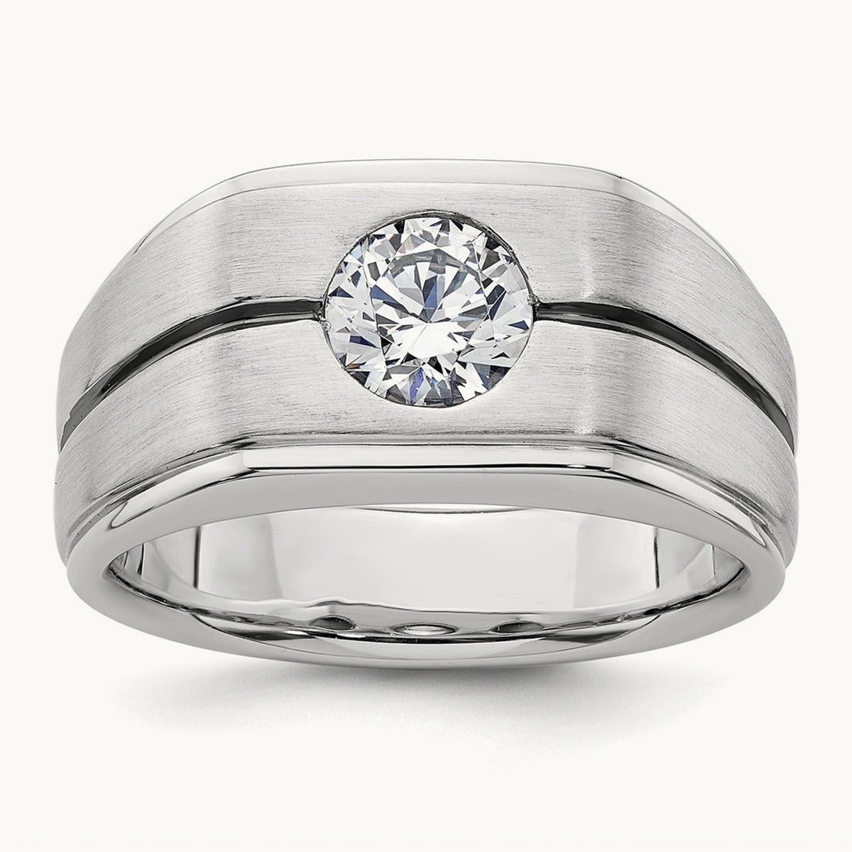 With Blk RH Men's Ring, 1.00 ct tw Lab-Grown Diamond