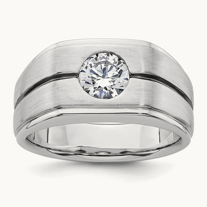 With Blk RH Men's Ring, 1.00 ct tw Lab-Grown Diamond