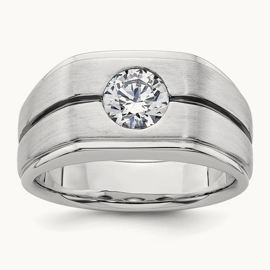 With Blk RH Men's Ring, 1.00 ct tw Lab-Grown Diamond