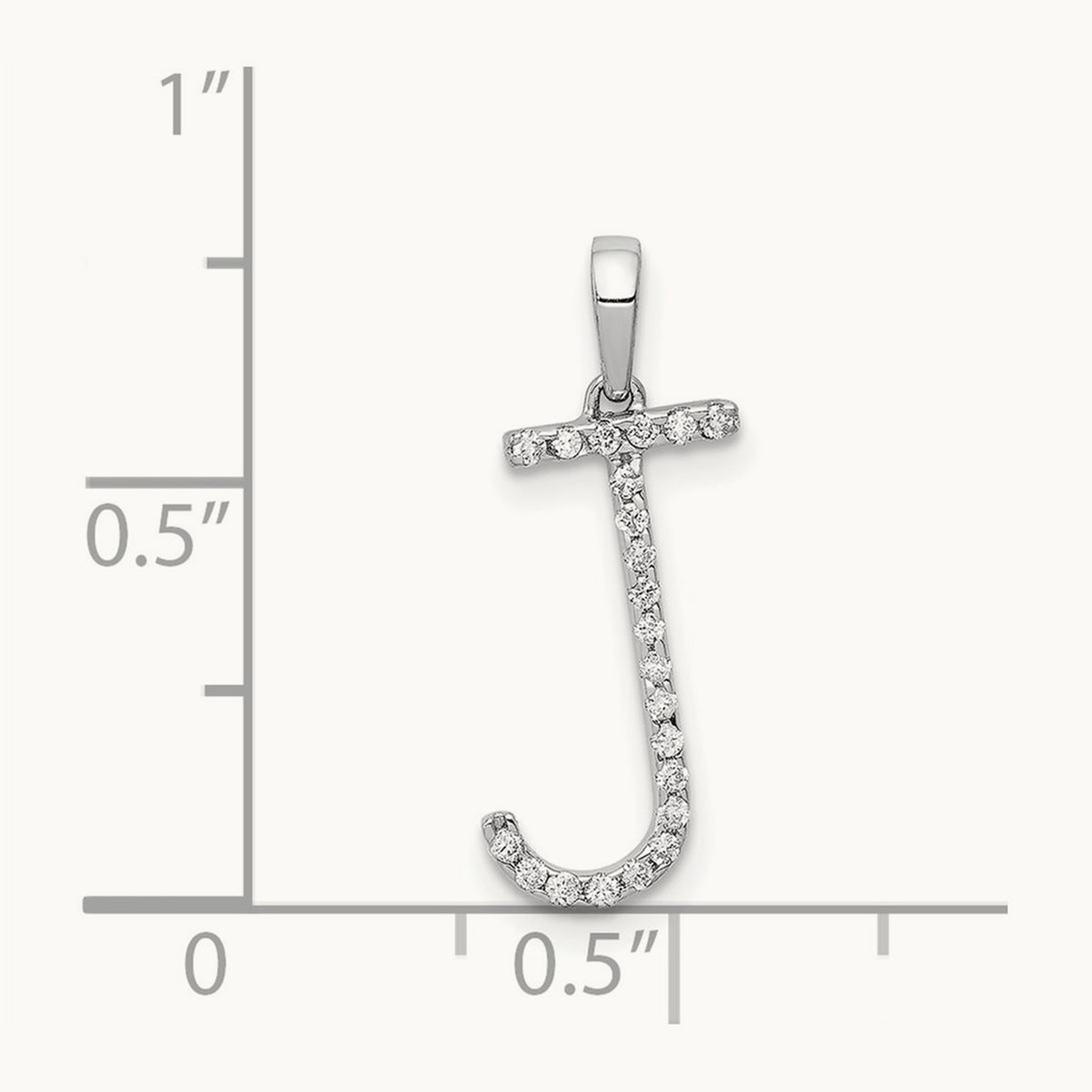Diamond Letter J Initial Pendant, 14K White Gold