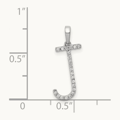 Diamond Letter J Initial Pendant, 14K White Gold