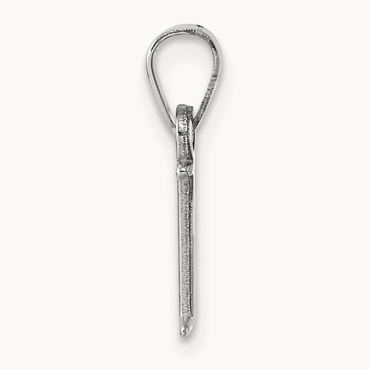 Polished Block Initial Pendant — 14K White Gold, I