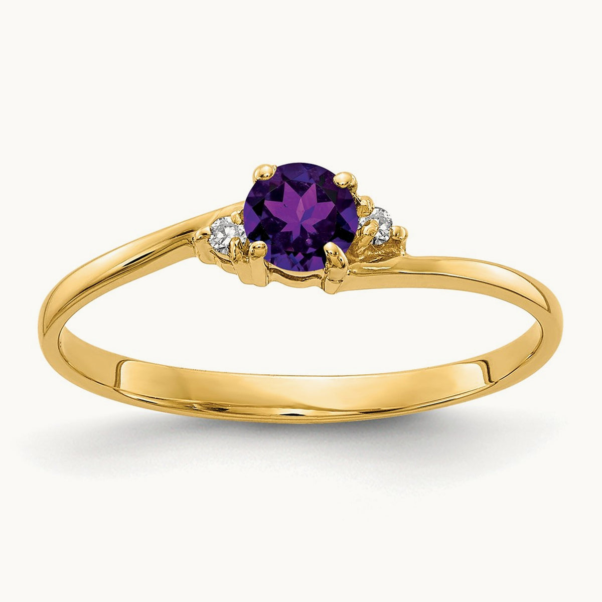 Amethyst AA Diamond ring, 4mm, 14K