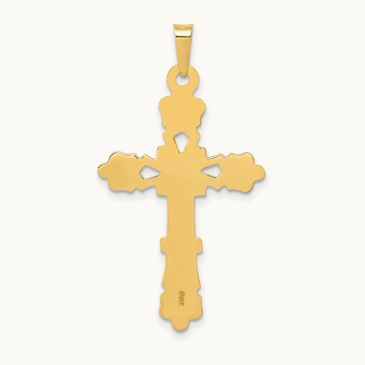 Polished Budded Cross Pendant — 14K Yellow Gold