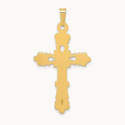 Polished Budded Cross Pendant — 14K Yellow Gold