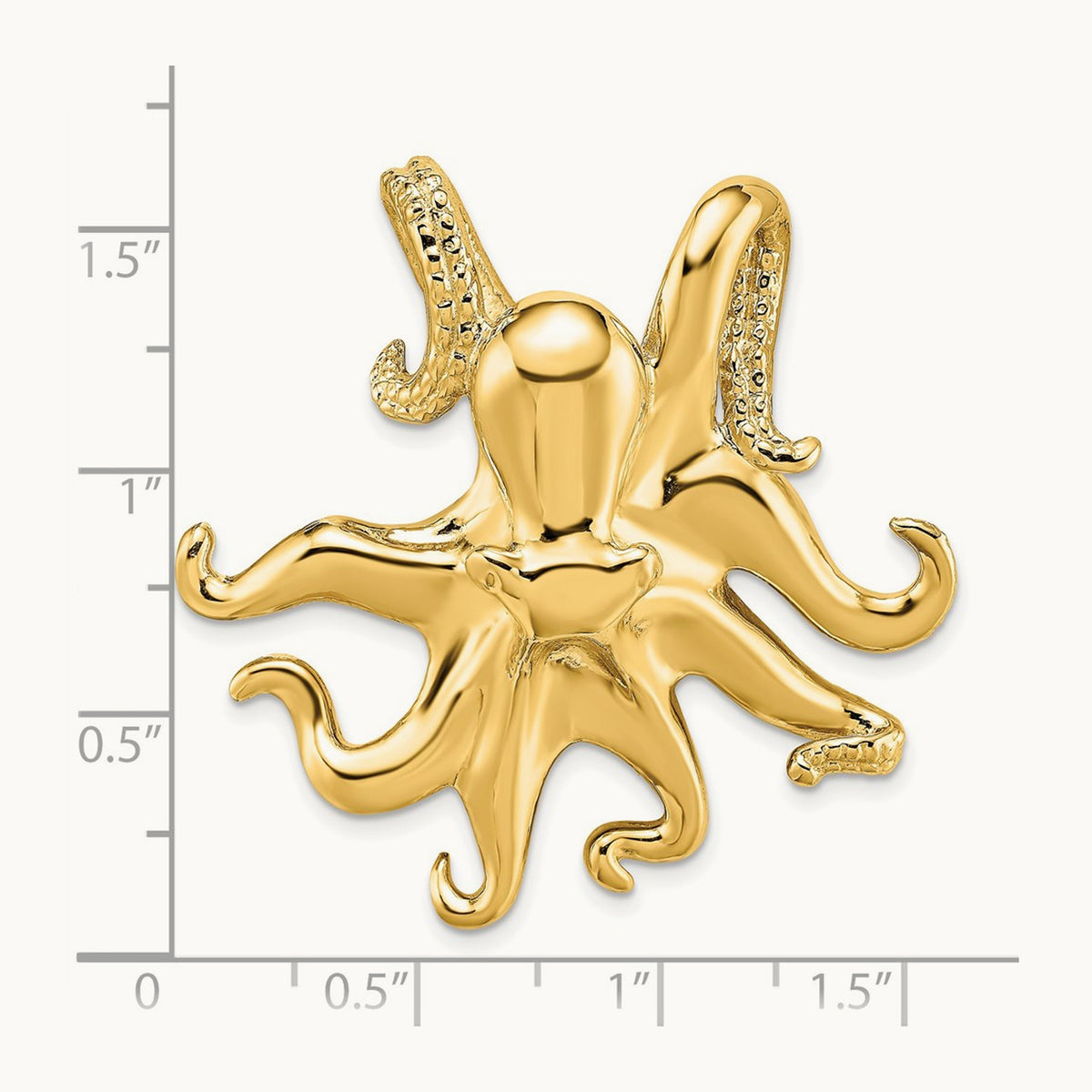 Polished and Textured Octopus Slide, 14K