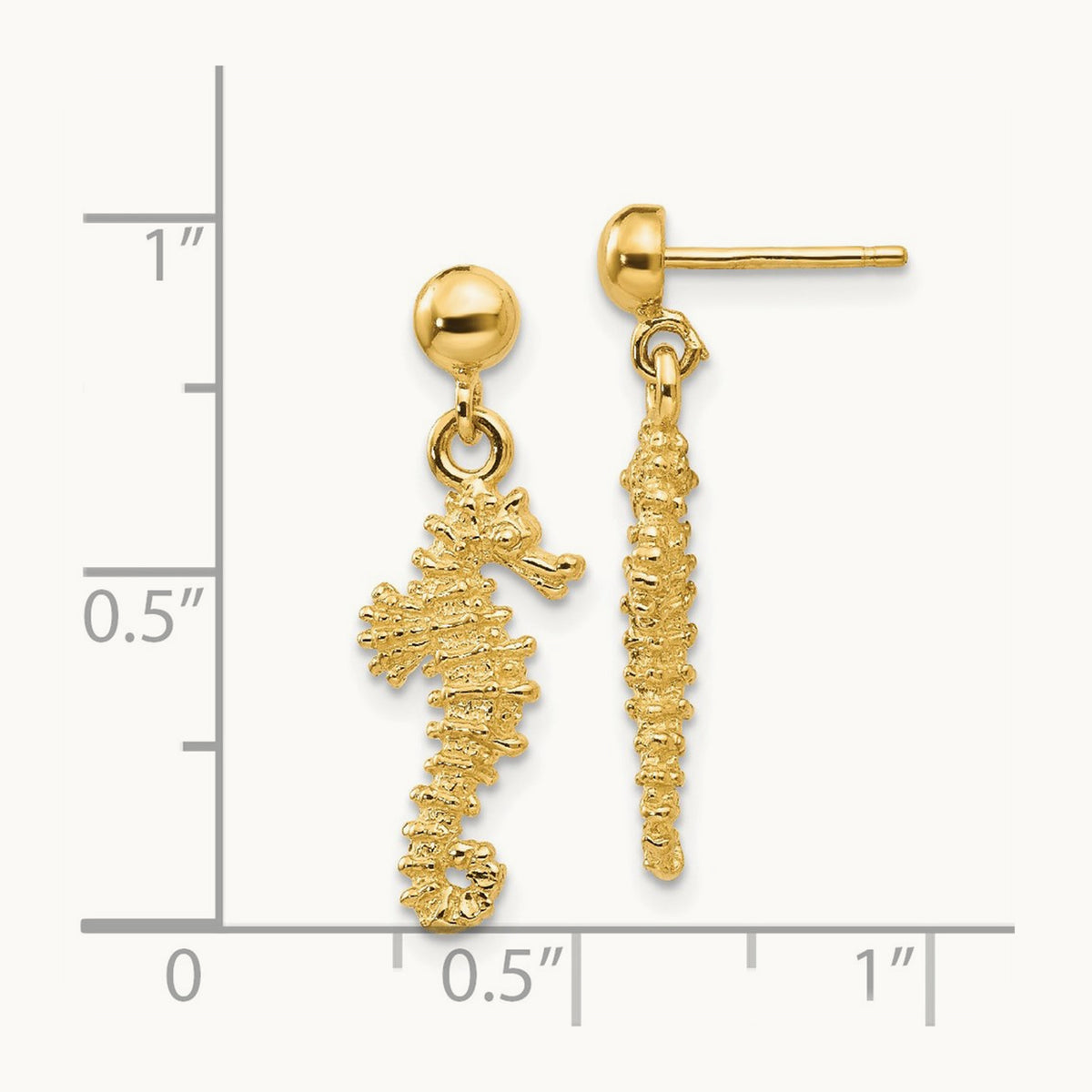 Seahorse Dangle Earrings, 14K