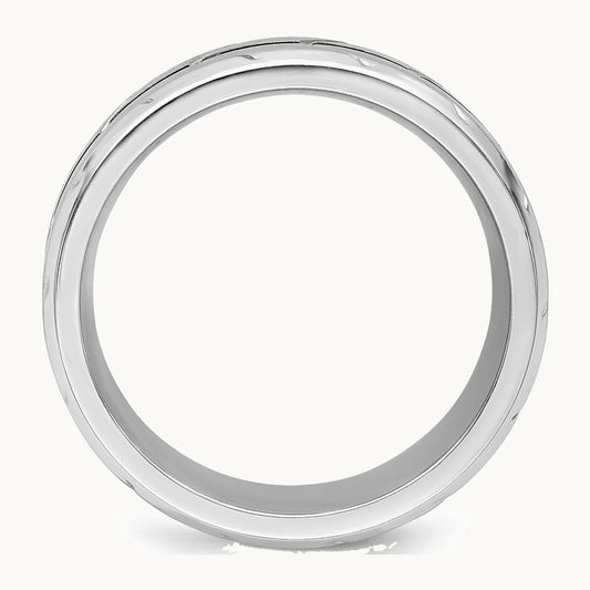 Chisel Cobalt Brushed and Polished Beveled 8mm Band