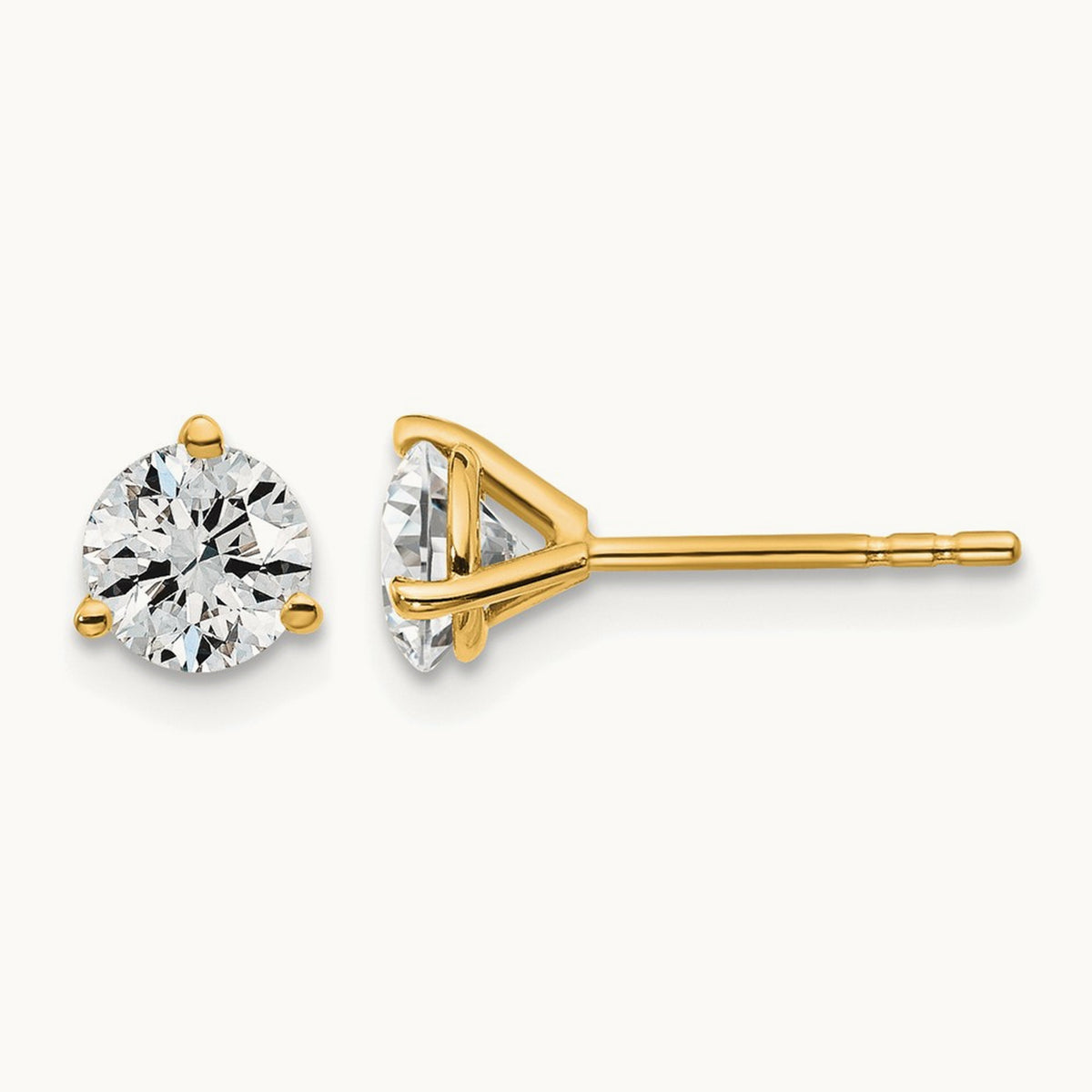 Round Stud Earrings, 0.10-6.00 ct tw Lab-Grown Diamond — 1 ct, 18K Yellow Gold
