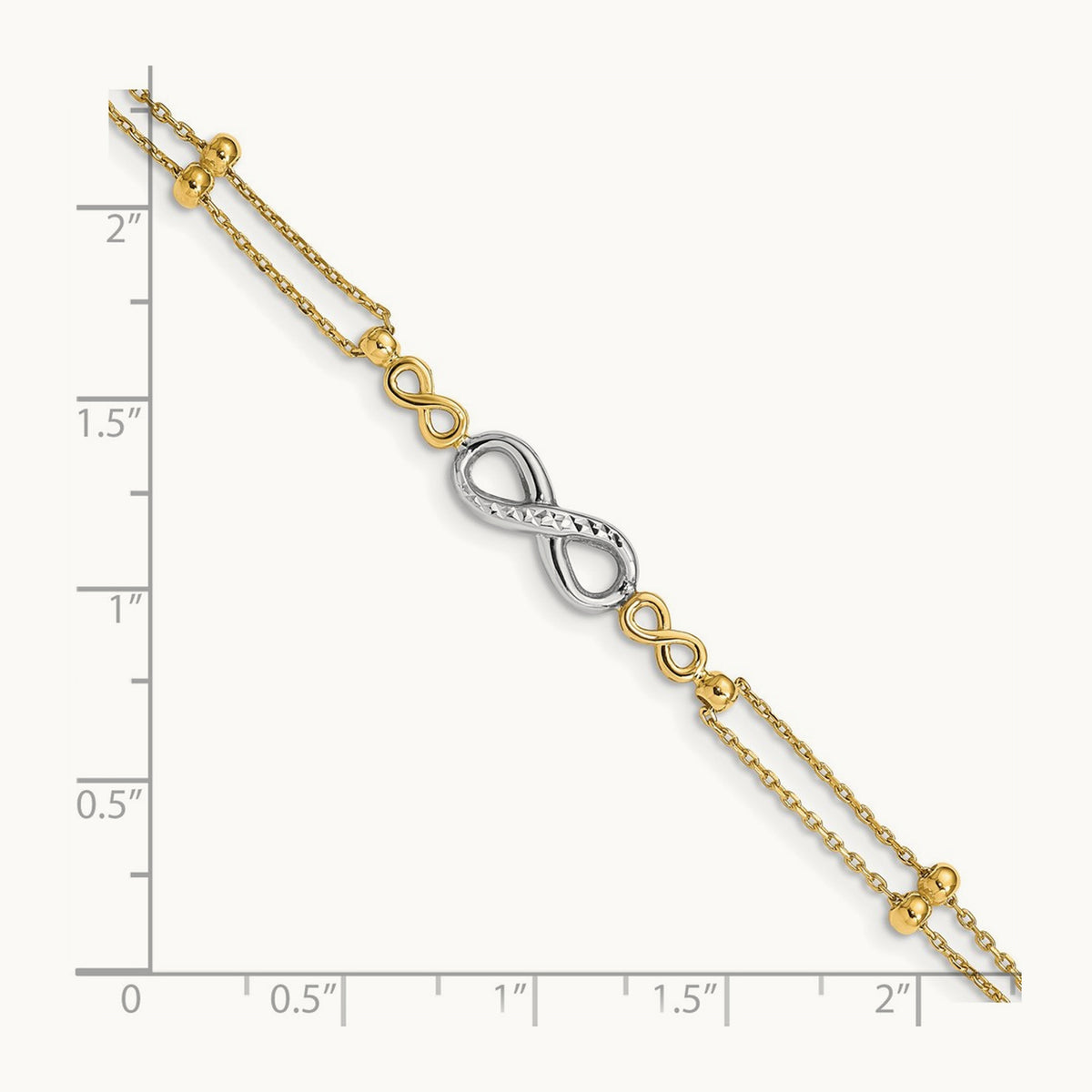 Polished D/C Multi-Strand Infinity Bracelet, 14K Two-tone