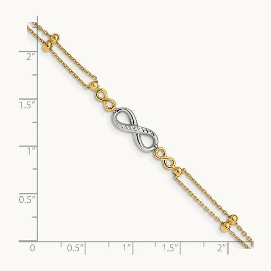 Polished D/C Multi-Strand Infinity Bracelet, 14K Two-tone