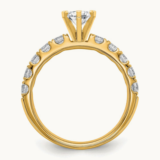 Oval Engagement Ring — 14K Yellow Gold, 1 3/4 ct, 7