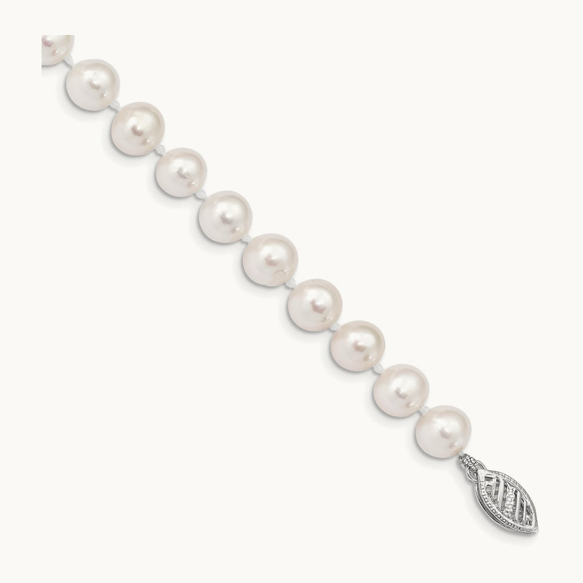 WG 6- White Near Round Freshwater Cultured Pearl Bracelet, 7mm, 14K