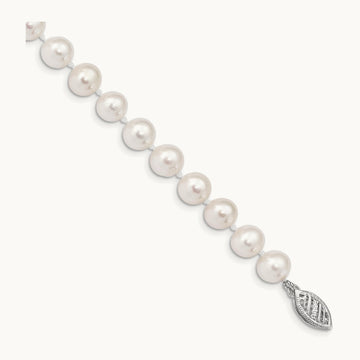 WG 6- White Near Round Freshwater Cultured Pearl Bracelet, 7mm, 14K