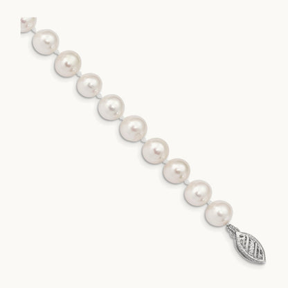 WG 6- White Near Round Freshwater Cultured Pearl Bracelet, 7mm, 14K