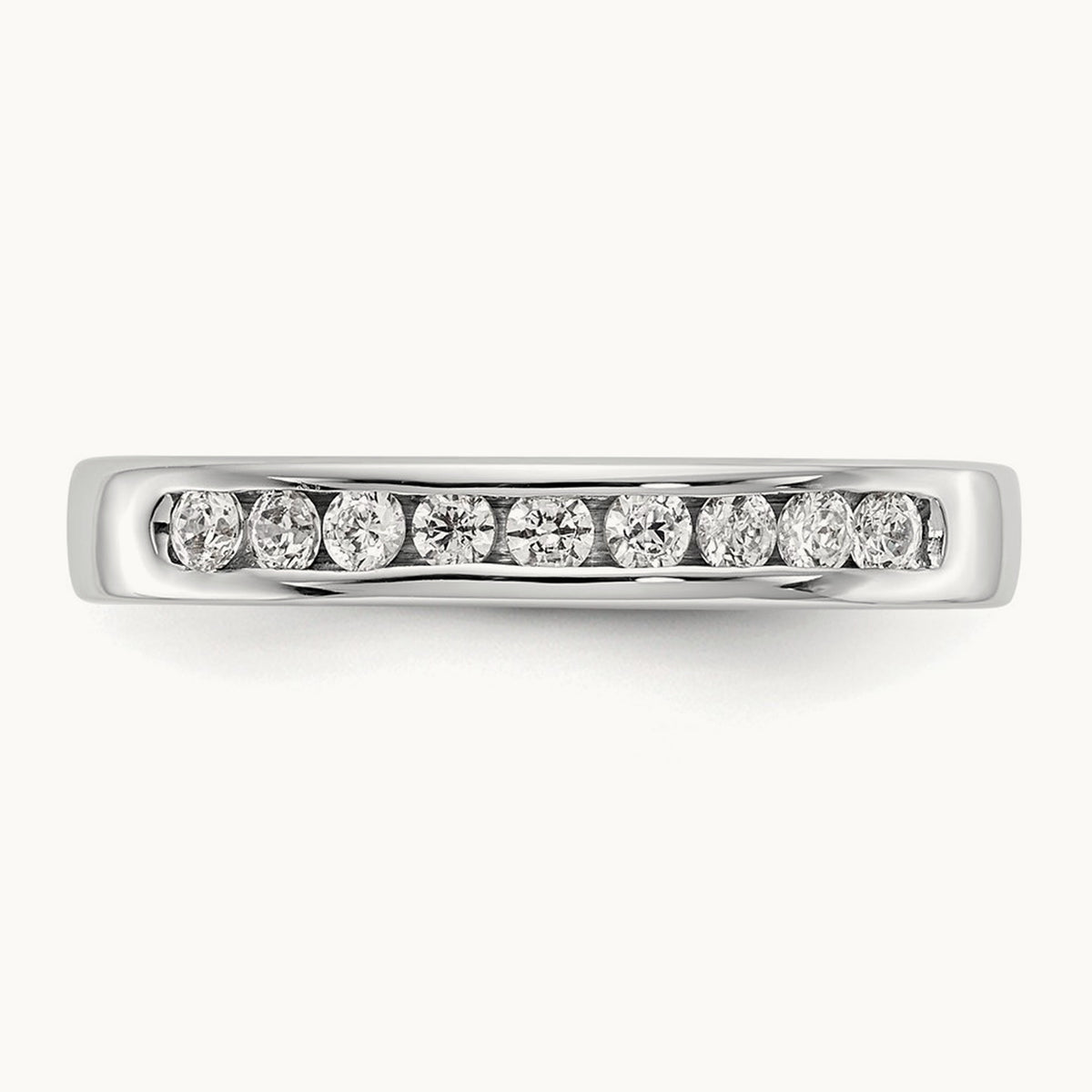 9-Stone Diamond Channel Band, 14K White Gold