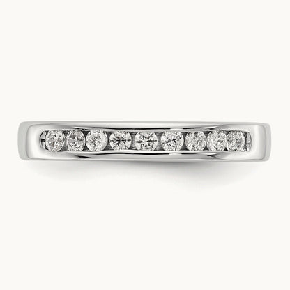 9-Stone Diamond Channel Band, 14K White Gold