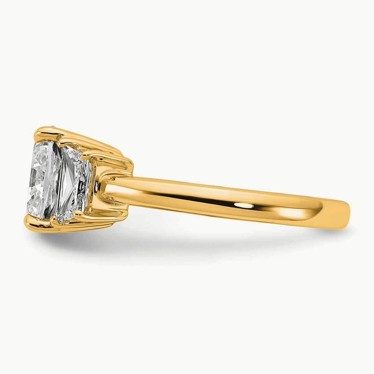 Cushion & 1/2 Moon Engagement Ring — 14K Yellow Gold, 3 3/4 ct, 7