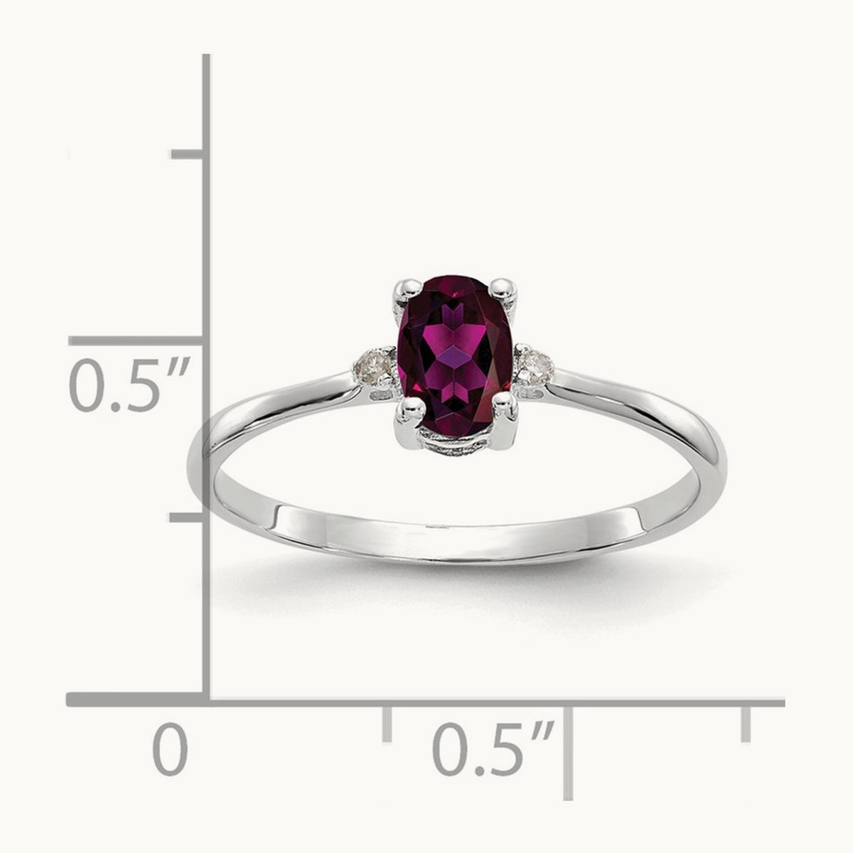 Diamond & Rhodolite Garnet Birthstone Ring, 14K White Gold