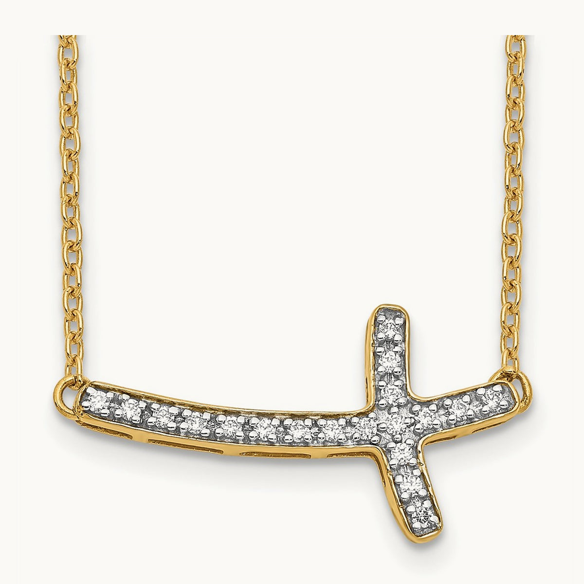 Diamond Sideways Cross 18in Necklace