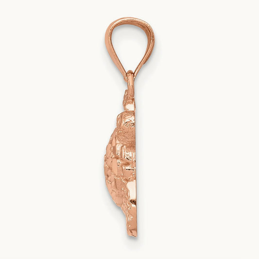 Diamond Cut Turtle Pendant, 14K Rose Gold
