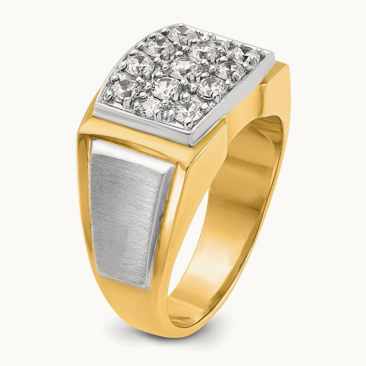 IBGoodman Men's Polished and Satin Diamond Cluster Ring, 14K Two-tone