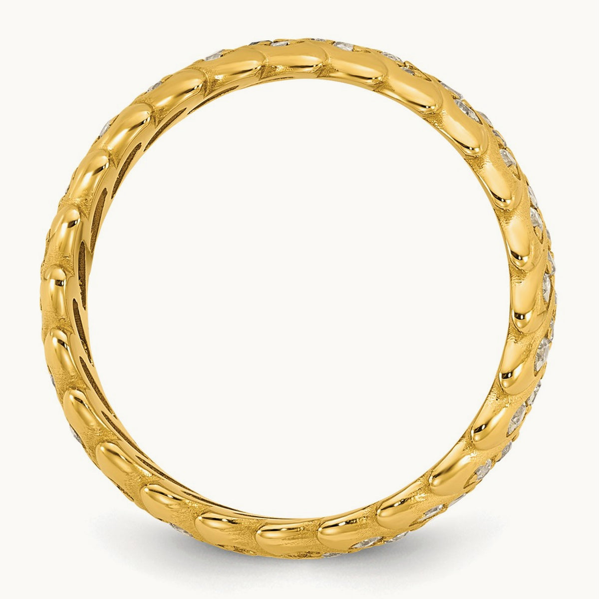 Polished Diamond Band Ring Complete, 14K Yellow Gold