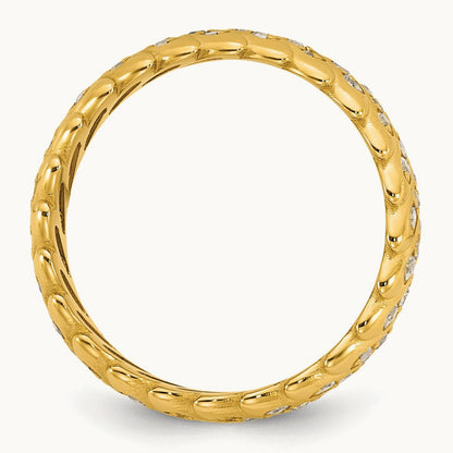 Polished Diamond Band Ring Complete, 14K Yellow Gold