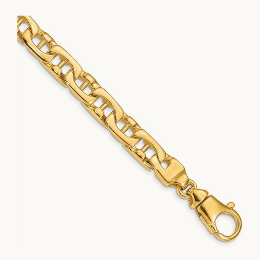 Hand-polished Fancy Link Bracelet — 14K Yellow Gold
