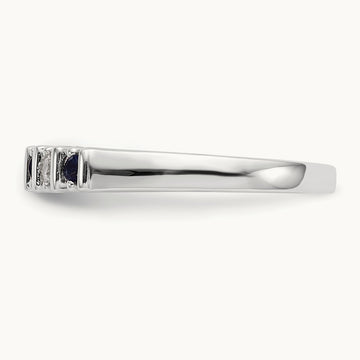 Diamond w/Sapphire Band, 14K White Gold