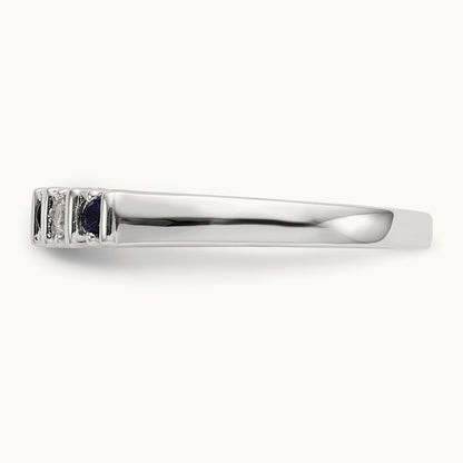 Diamond w/Sapphire Band, 14K White Gold