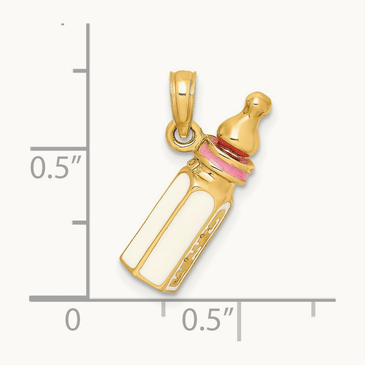 3-D w/ Enamel Baby Bottle Charm, 14K