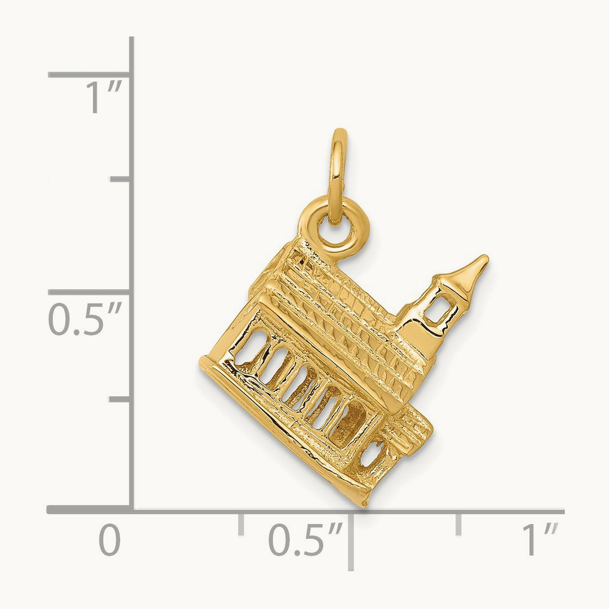 3-D Church Charm, 14K