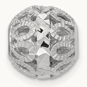 Diamond-cut Filigree Ball Chain Slide — 14K White Gold