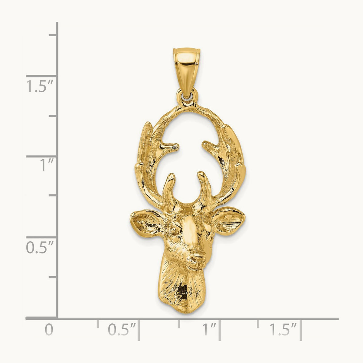 3-D Deer Head Charm, 14K