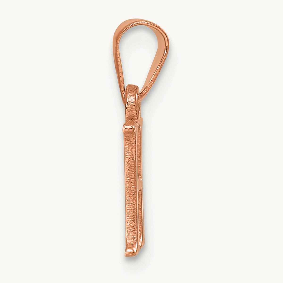 Polished Block Initial Pendant — 14K Rose Gold, H