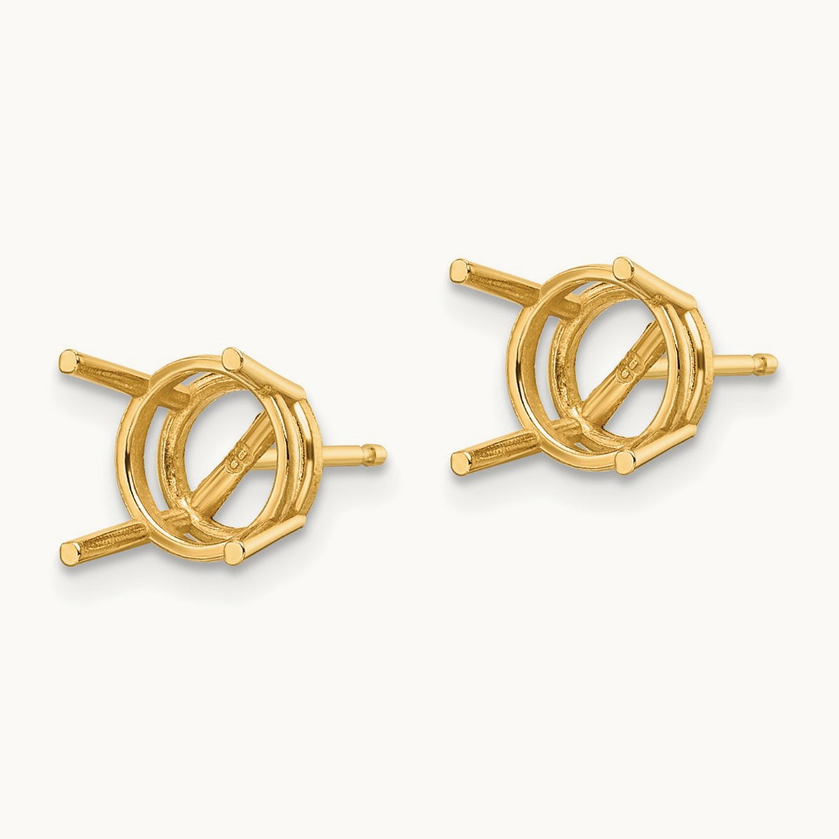 Gold Round Earring Mountings, 8mm, 14K Yellow Gold