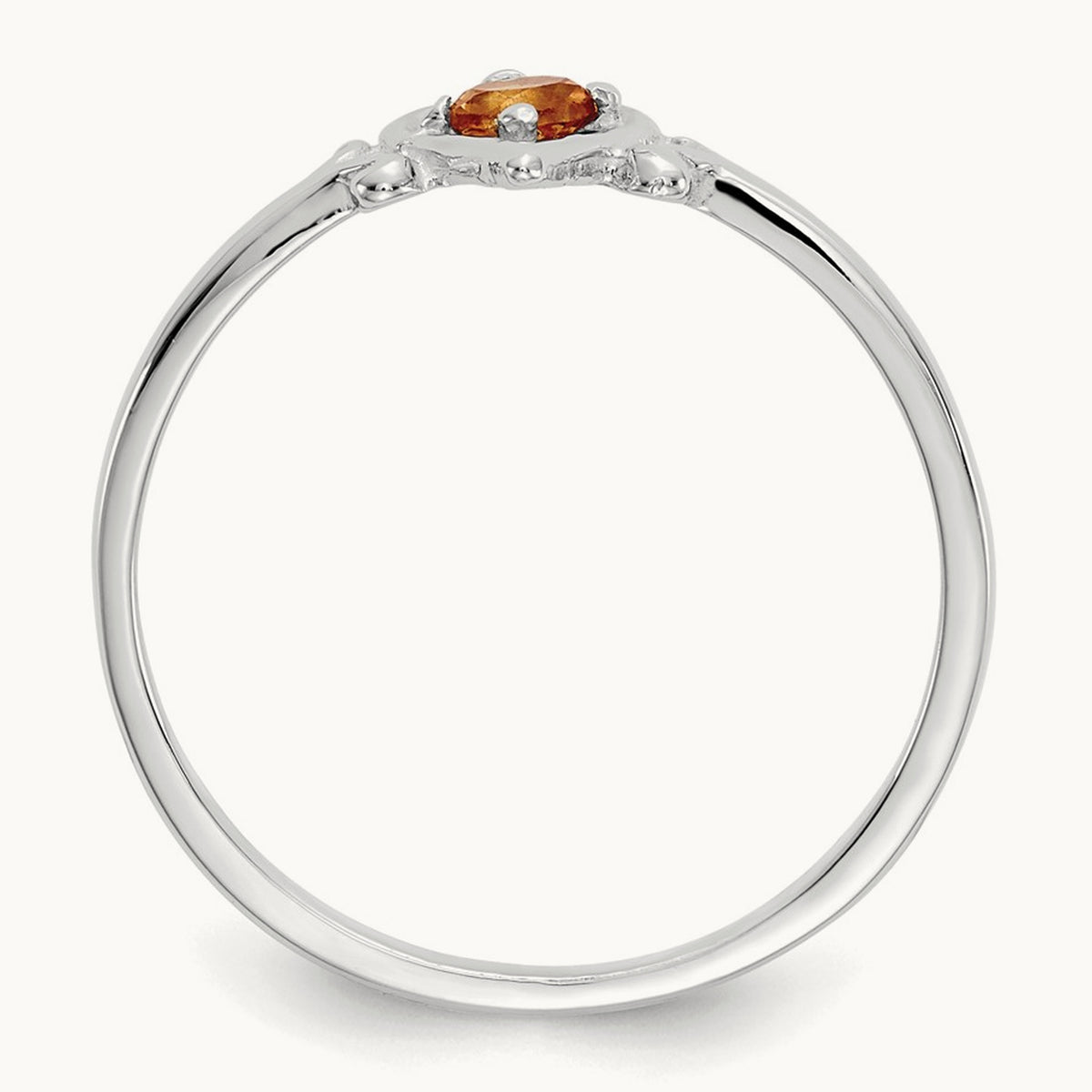 Citrine Birthstone Heart Ring — 14K White Gold, 7