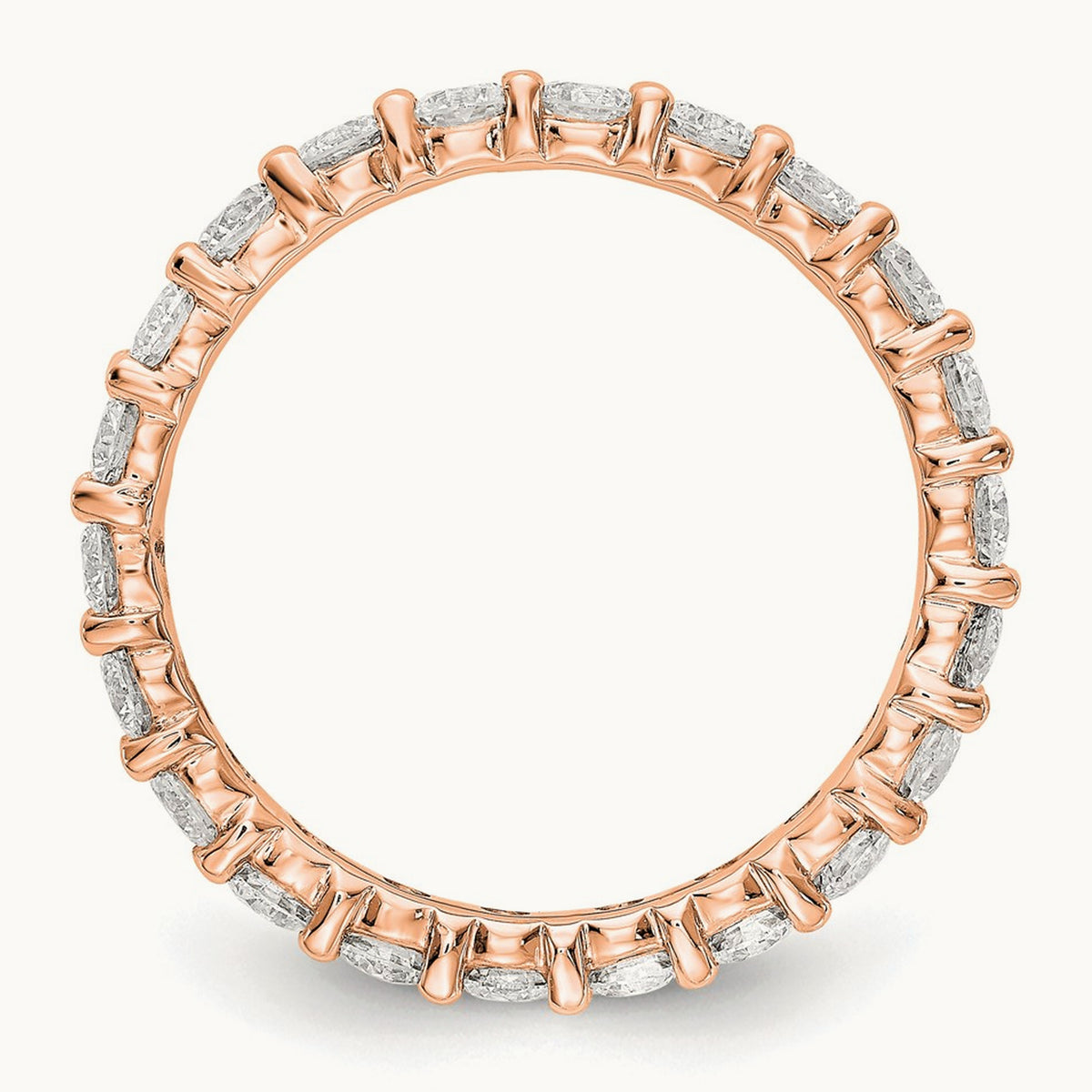 Polished Shared Prong Diamond Eternity Band — 14K Rose Gold (2)