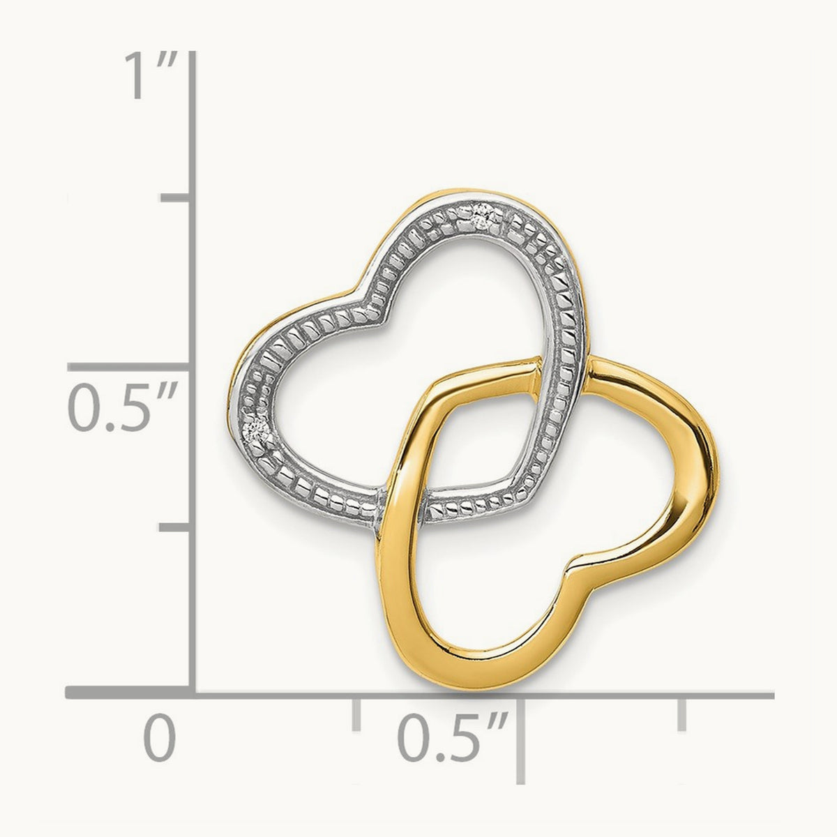 .01ct. Diamond Double Entwined Heart Chain Slide, 14K