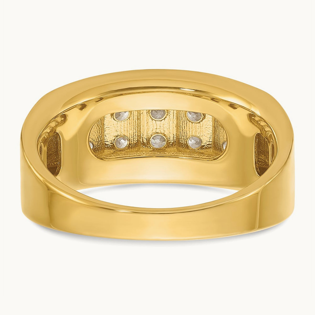IBGoodman Men's Polished 4-Row 1 Carat Diamond Ring, 14K