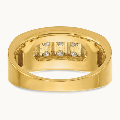 IBGoodman Men's Polished 4-Row 1 Carat Diamond Ring, 14K