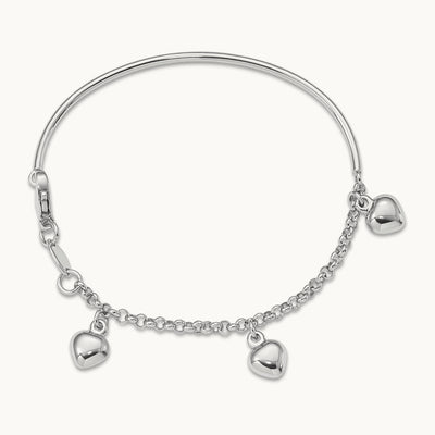 Polished Dangle Heart Baby Bracelet — 14K White Gold