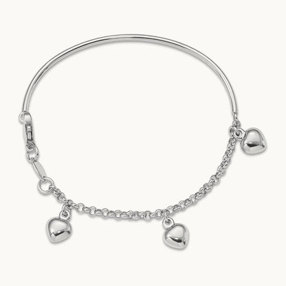 Polished Dangle Heart Baby Bracelet — 14K White Gold