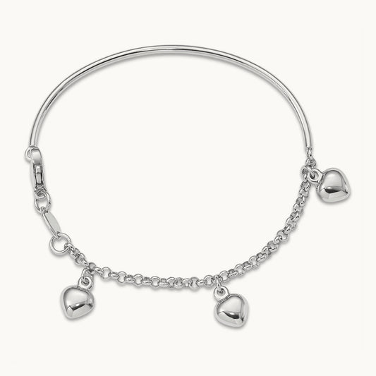 Polished Dangle Heart Baby Bracelet — 14K White Gold