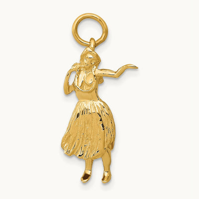 3-D Hula Dancer Charm, 14K