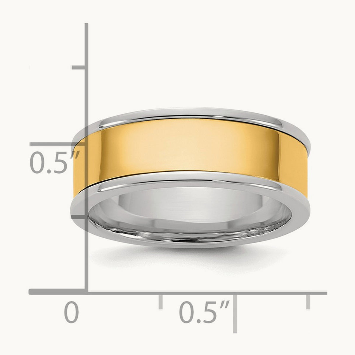 W/Y Step Up Flat Edge Wedding Band, 7mm, 14K Two-tone