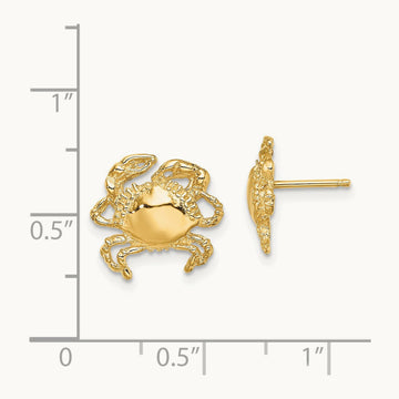 2-D / Polished Crab Post Earrings, 14K